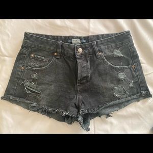 Black denim shorts